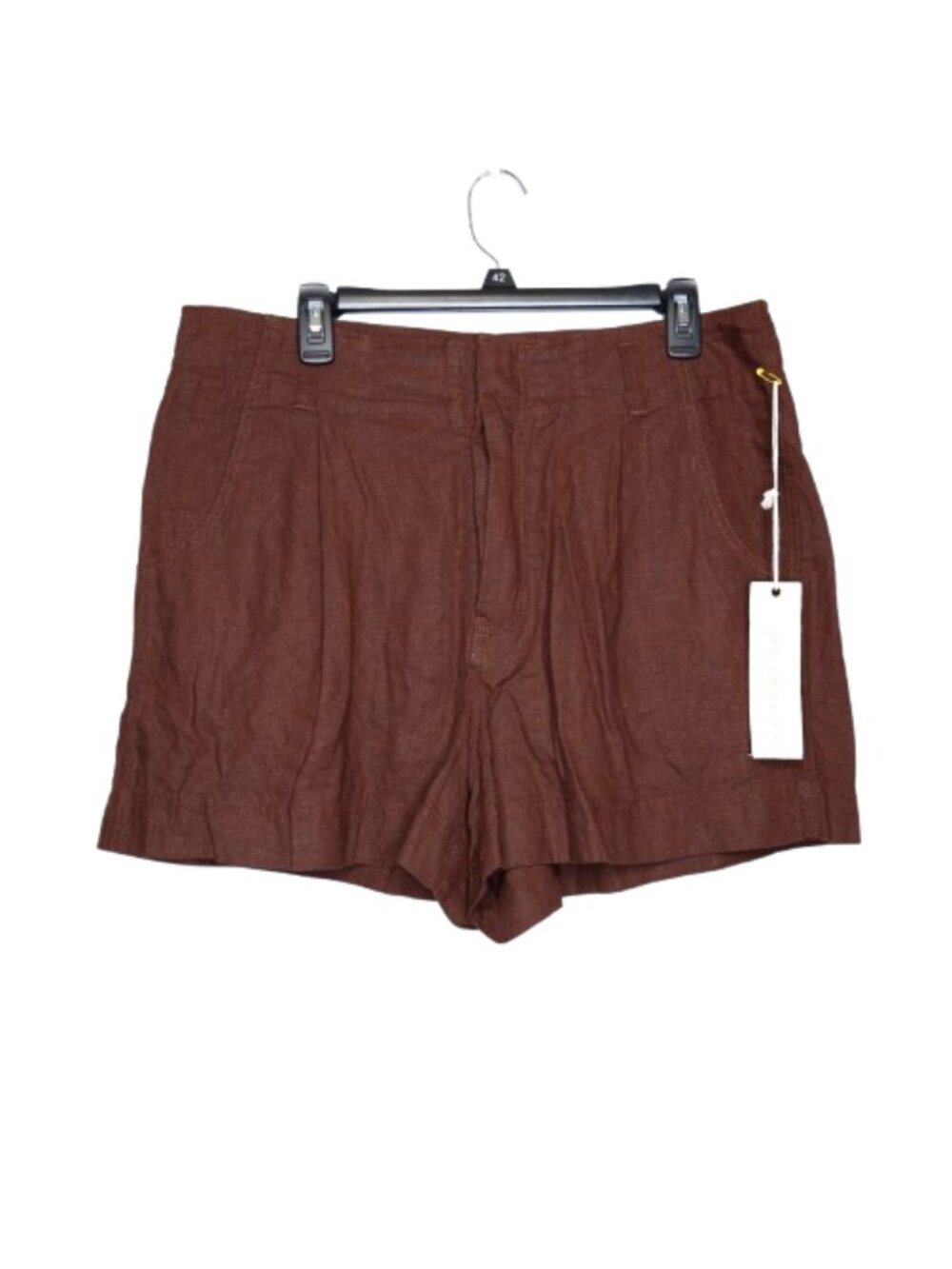 Happy x Nature Brown Linen Blend High Rise 3" Shorts - 14. NWT. Linen/Viscose